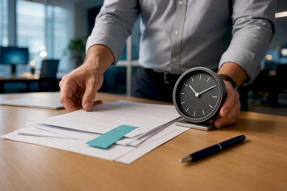 SLA-Vertragsdokumente neben einer Uhr