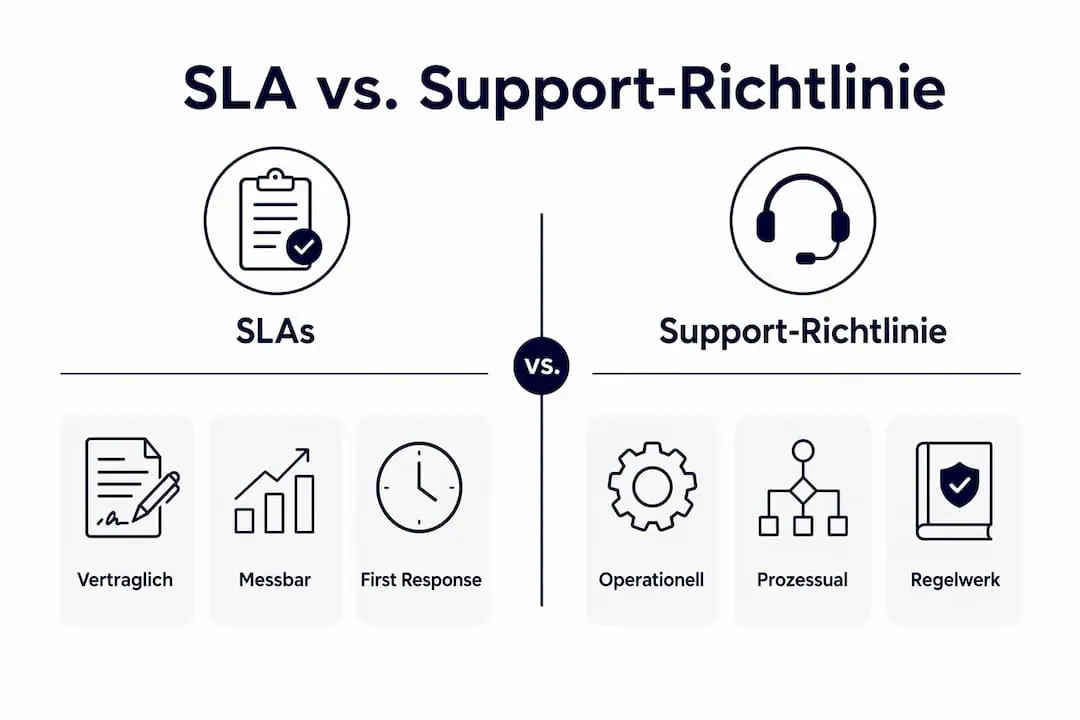 Infografik: Gegenüberstellung von SLA und Support-Richtlinien
