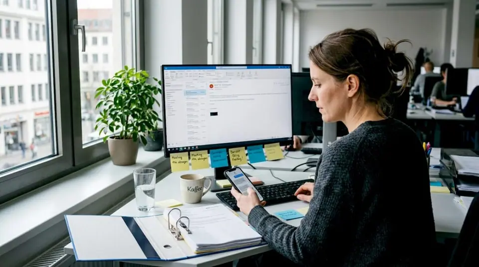 Eine Mitarbeiterin betreut im Contact Center verschiedene Kommunikationskanäle und sorgt so für einen reibungslosen Kundenkontakt.