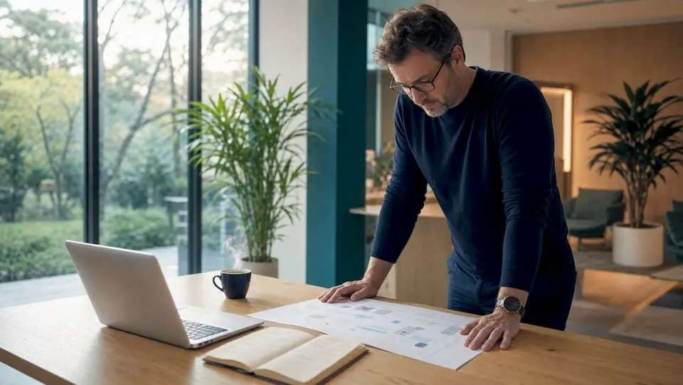 Ein IT-Architekt analysiert die technischen Abläufe im Omnichannel-Bereich.