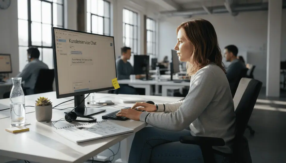 Kundenberater führt ein Chat-Gespräch im Büro