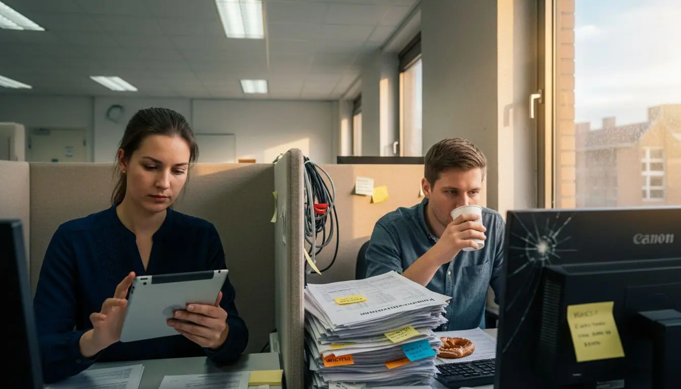 Effektive Zusammenarbeit im modernen Großraumbüro eines städtischen Callcenters